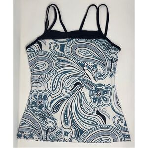 Athleta Swim Tank Top, Medium, Built In Bra, Blue, Black, & White